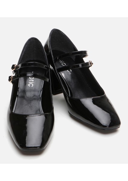 Kadın Mary Jane Siyah Kalın Topuklu Ayakkabı