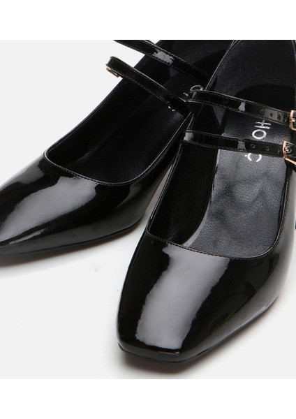 Kadın Mary Jane Siyah Kalın Topuklu Ayakkabı