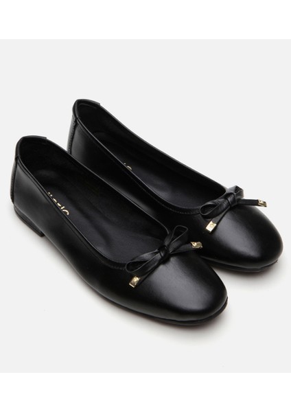 Kadın Deri Siyah Babet