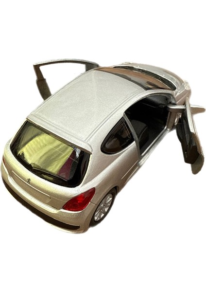 Peugeot 207 Oyuncak Araba Lisanslı Metal Çek Bırak 1/32 Gri modelleri