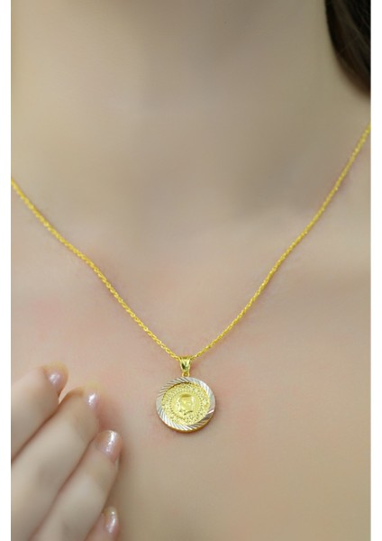 Çeyrek Altınlı Çerçeveli Halat Kolye 14 Ayar modelleri