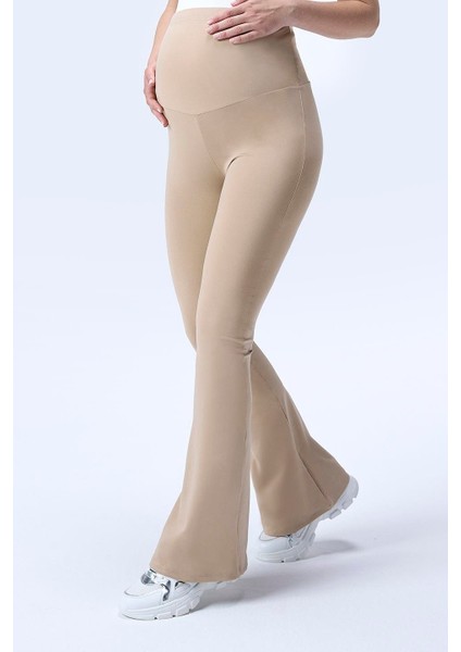 Imaj 436 Bej Renk Toparlayıcı ve Extra Esnek Etkili Yüksek Bel Ispanyol Paça Hamile Tayt modelleri