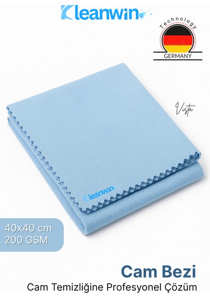 Vista Mavi Mikrofiber Cam Bezi 40X40 cm 200 Gsm – Araba ve Ev Cam Temizlik Bezi