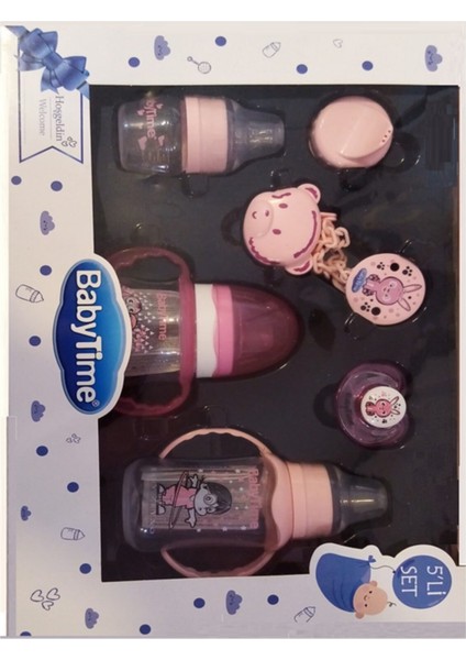 Renkli 5'li Biberon ve Emzik Seti, Güvenli ve Şık Bebek Aksesuarları