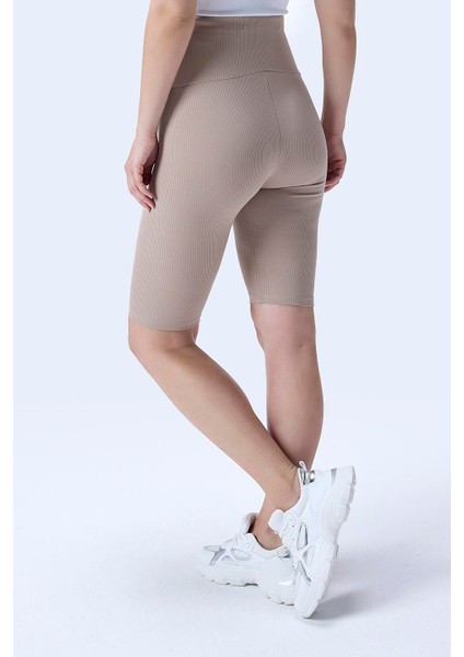 364 Bej Renk Fitilli Toparlayıcı ve Extra Esnek Etkili Yüksek Bel Hamile Tayt modelleri