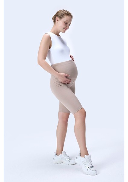 364 Bej Renk Fitilli Toparlayıcı ve Extra Esnek Etkili Yüksek Bel Hamile Tayt fırsatları