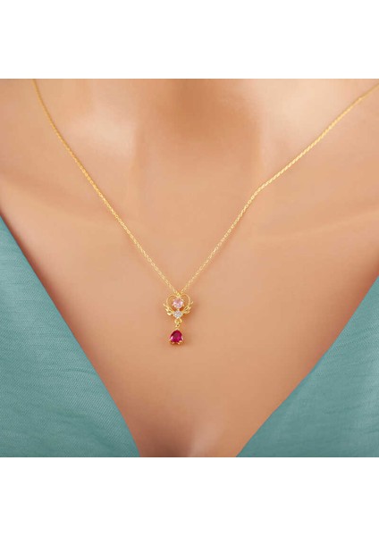 Gümüş Gold Kalpli Tek Taş Kadın Kolye (BC-5F44ED) fırsatları