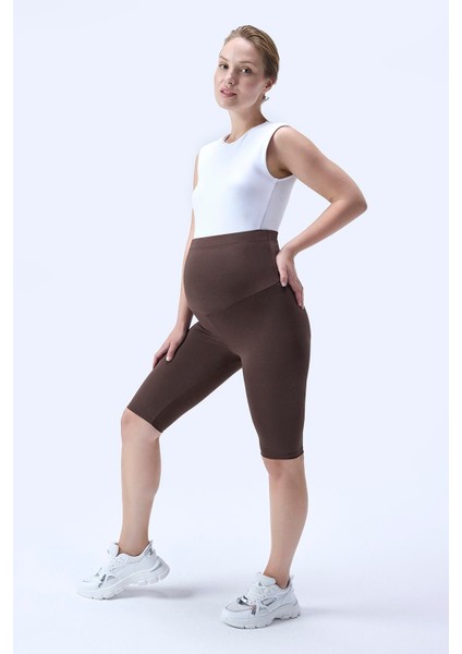 Imaj 715 Kahverengi Renk Toparlayıcı ve Extra Esnek Etkili Yüksek Bel Hamile Tayt