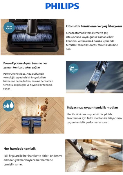 90 Dk Kesintisiz Temizlik Çift Bataryalı 9000 Serisi Aqua Trio Islak & Kuru ve Mop Özellikli Istasyonlu Dikey Süpürge modelleri