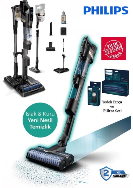 Islak & Kuru ve Mop Özellikli Istasyonlu Kendini Temizleyen Istasyonlu 9000 Serisi Kablosuz Dikey Premium Süpürge