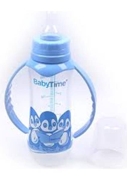 Mavi Kulplu 250ML Silikon Uçlu Bebek Biberon