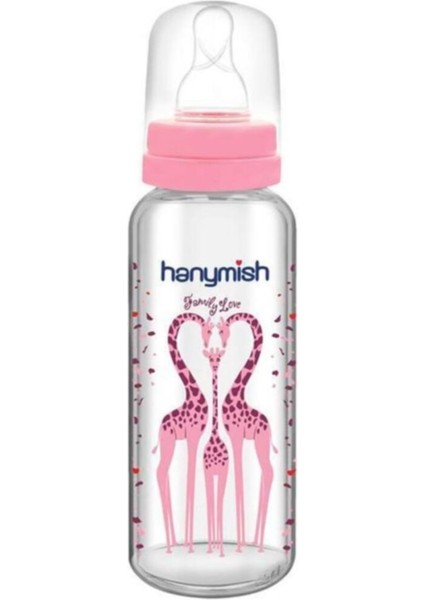 Pembe Cam Biberon 240ML, Sağlıklı ve Şık Bebek Besleme Malzemesi