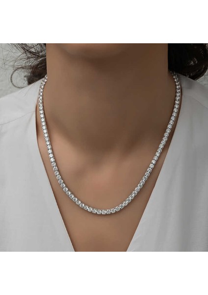 Gümüş 3 mm Beyaz Taşlı Su Yolu Kadın Kolye (BC-956E8A) indirimleri