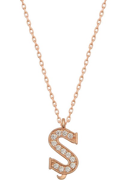 925 Ayar Gümüş Rose Ş Harfi Kadın Gümüş Kolye (BC-79EF79)