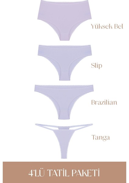 Cotvie Lila Pamuklu 4'lü Tatil Külot Seti