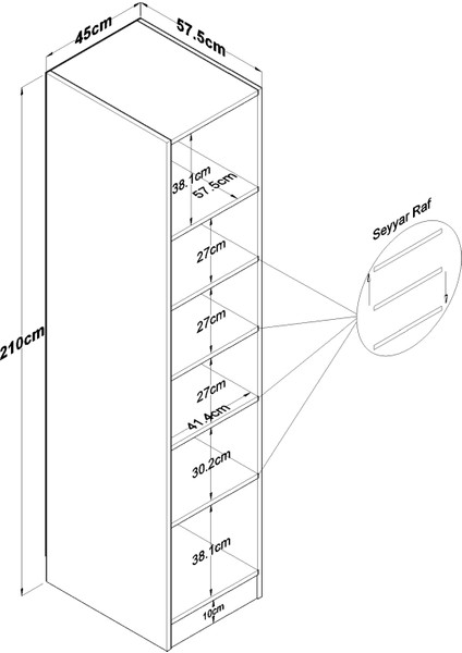 BA138 Gardırop Tek Kapaklı Çok Raflı Seyyar Raflı Elbise Dolabı Beyaz fiyatları