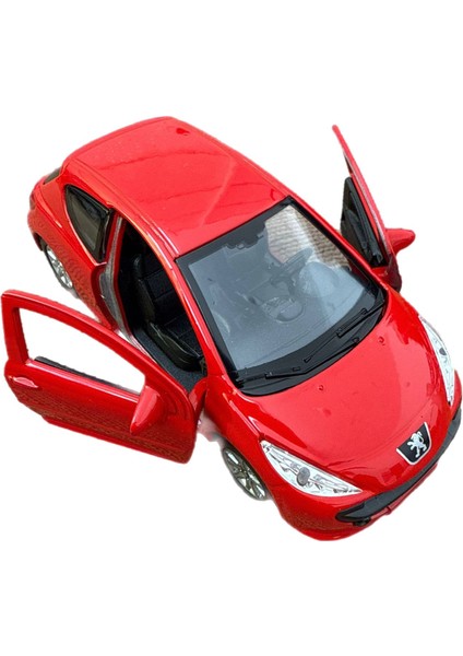 Peugeot 207 Oyuncak Araba Lisanslı Metal Çek Bırak 1/32 Kırmızı
