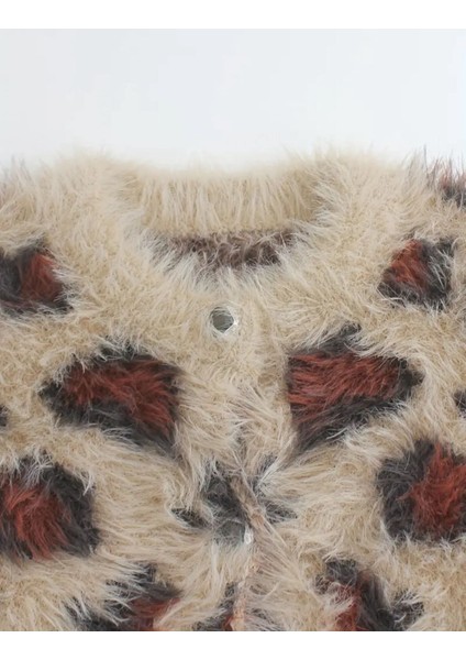 Kadın Leopar Desenli Düğmeli Yumuşak Hırka indirimleri