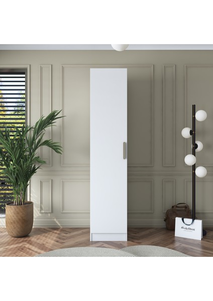 BA138 Gardırop Tek Kapaklı Çok Raflı Seyyar Raflı Elbise Dolabı Beyaz modelleri