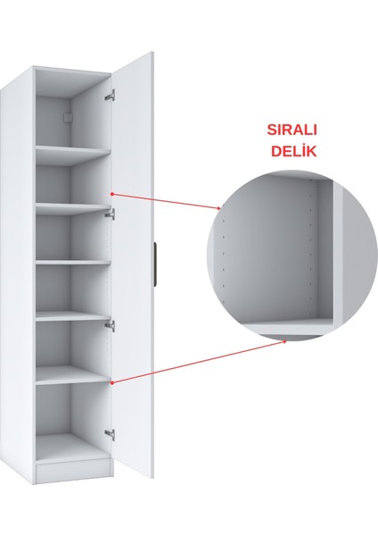 BA138 Gardırop Tek Kapaklı Çok Raflı Seyyar Raflı Elbise Dolabı Beyaz indirimleri