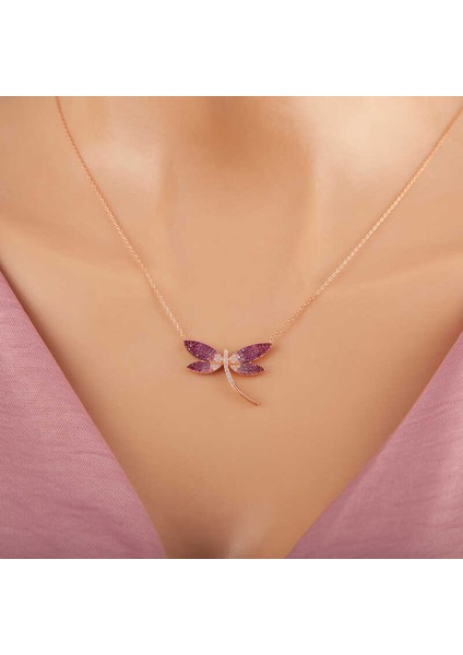 925 Ayar Gümüş Rose Yusufçuk Kadın Gümüş Kolye (BC-39FBBE)