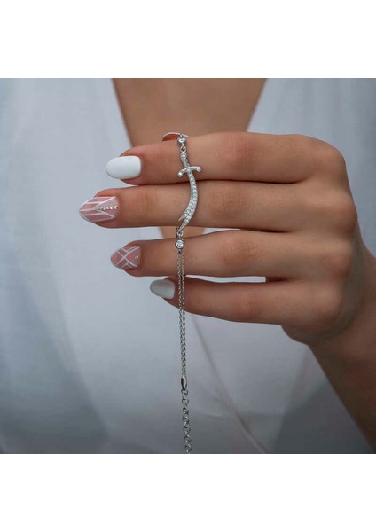 925 Ayar Gümüş Zülfikar Kılıcı Kadın Bileklik (BC-C2F5E9)