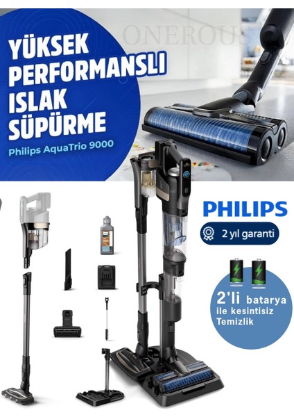 Çift Bataryalı Kendi Kendini Temizleyen Islak & Kuru ve Mop Istasyonlu 9000 Serisi Dikey Süpürge