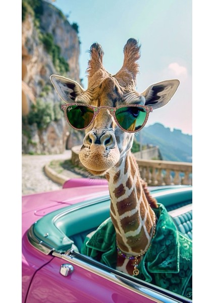 Gözlüklü Zürafa Ev Duvar Salon Güzellik Salonu Ofis Dükkan Dekarasyon Kanvas Tablo fiyatları