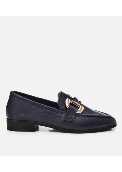 01AYH303940A680 KADIN Deri Lacivert Tokalı Günlük Loafer