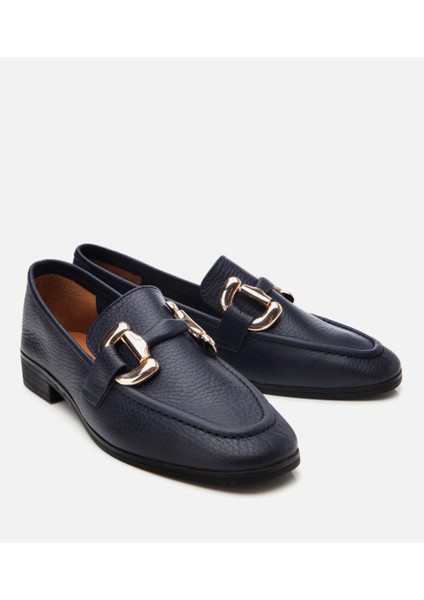 01AYH303940A680 KADIN Deri Lacivert Tokalı Günlük Loafer