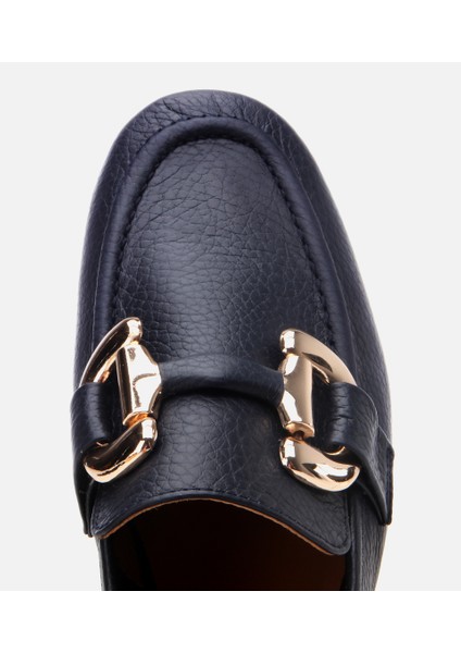 01AYH303940A680 KADIN Deri Lacivert Tokalı Günlük Loafer