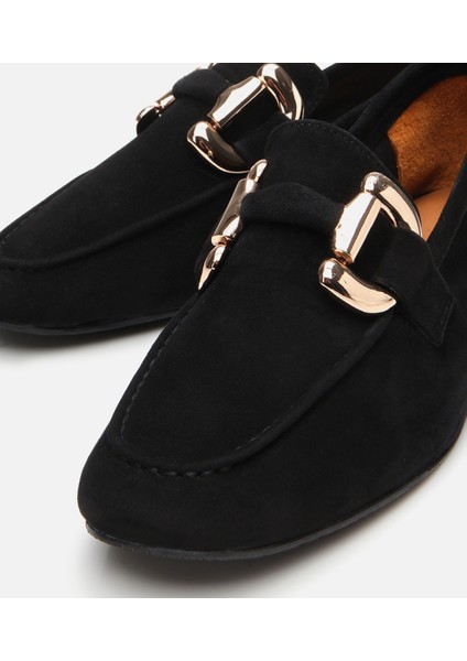 01AYH303970A100 Deri Siyah Kadın Tokalı Loafer