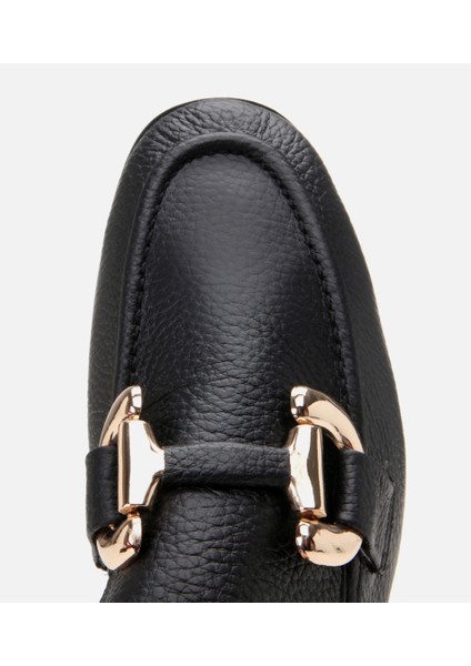 01AYH303940A100 Deri Siyah Kadın Tokalı Loafer