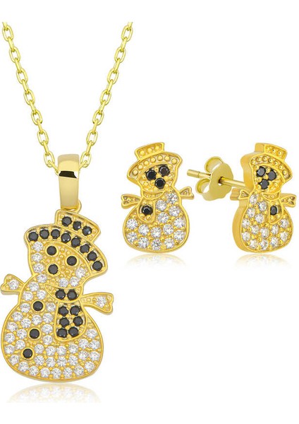 925 Ayar Gümüş Kardan Adam Kadın Set (BC-52320D)