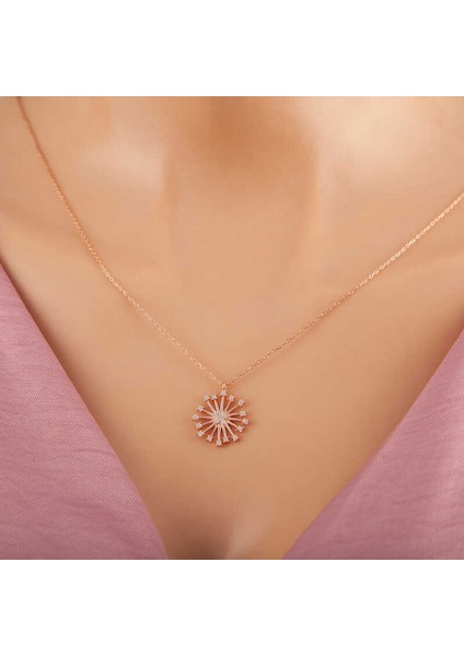 ​925 Ayar Gümüş Rose Çiçek Kadın Gümüş Kolye (BC-1FF924)