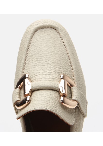 01AYH303940A400 KADIN Deri Ekru Tokalı Günlük Loafer