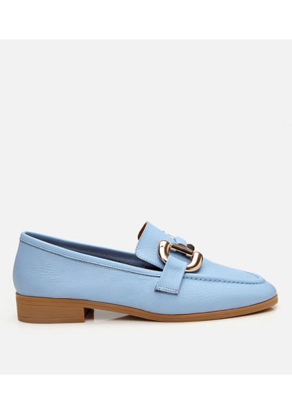 01AYH303940A620 KADIN Deri Mavi Tokalı Günlük Loafer