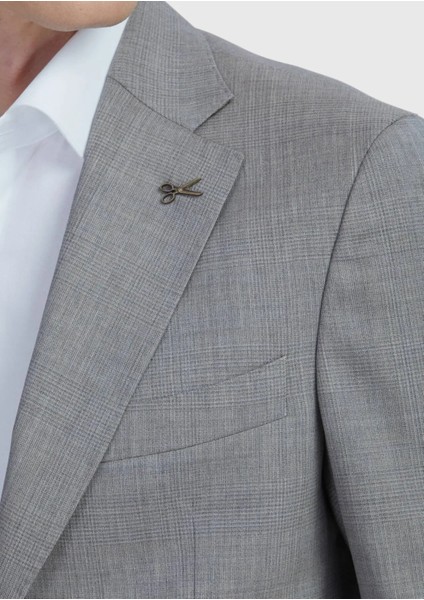 Vizon Kareli Zeroweight Slim Fit %100 Yün Takım Elbise fırsatları