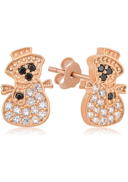 Gümüş Rose Kardan Adam Kadın Küpe (BC-94E3FD)