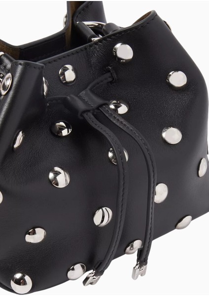 Mini Hocket Siyah Deri, Maxi Zımbalı Zarif ve Lüks Bucket Omuz Çantası indirimleri