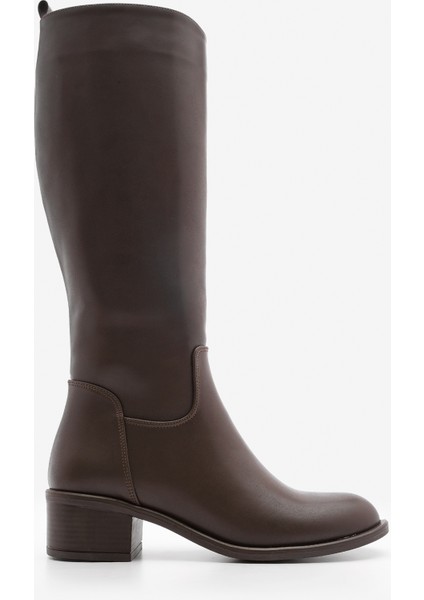 Kadın Yandan Fermuarlı Topuklu Çizme Levarin Kahve fiyatları