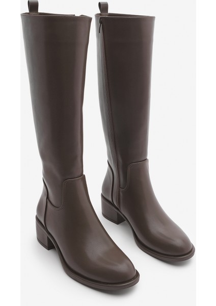 Kadın Yandan Fermuarlı Topuklu Çizme Levarin Kahve fırsatları