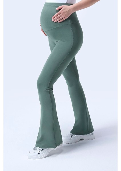 Imaj 436 Yeşil Renk Toparlayıcı ve Extra Esnek Etkili Yüksek Bel Ispanyol Paça Hamile Tayt fiyatları