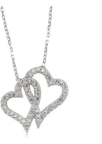 925 Ayar Gümüş Iki Kalp Kadın Gümüş Kolye (BC-DE1019)