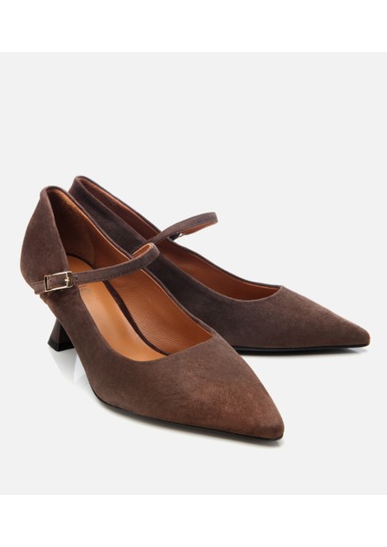 01AYH304130A480 KADIN Süet Deri Kahverengi Mary Jane Stiletto