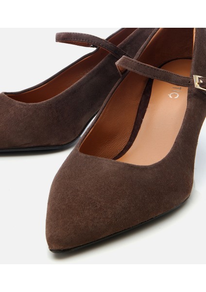 01AYH304130A480 KADIN Süet Deri Kahverengi Mary Jane Stiletto