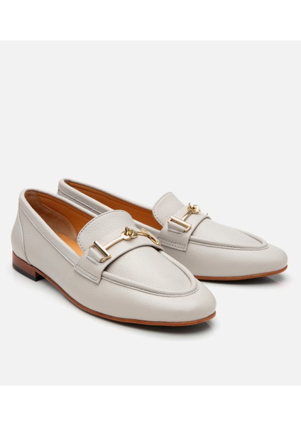 01AYH306210A400 KADIN Deri Ekru Tokalı Loafer