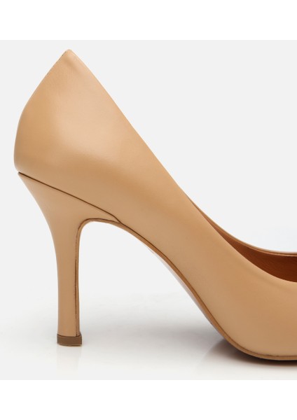 01AYH304180A330 KADIN Deri Bej Yüksek Topuklu Stiletto