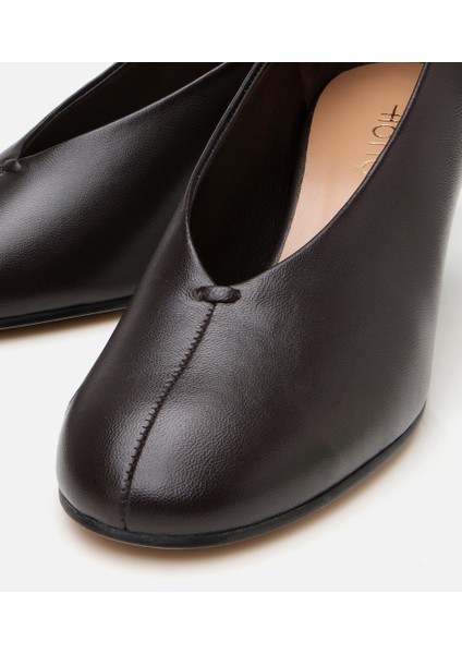 01AYH304510A480 KADIN Deri Kahverengi Ince Topuklu Ayakkabı