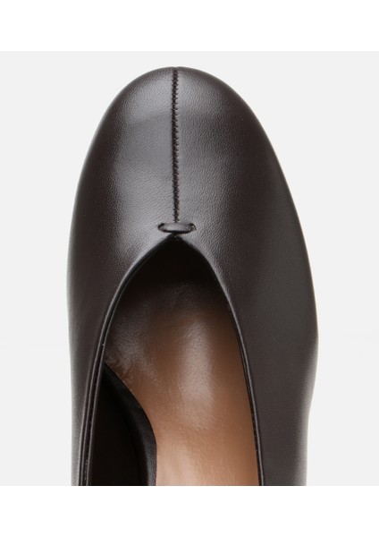 01AYH304510A480 KADIN Deri Kahverengi Ince Topuklu Ayakkabı